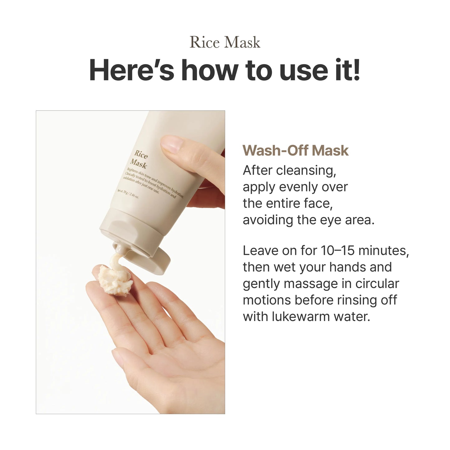 I'M from Rice Mask, Gentle Exfoliating & Hydrating Wash-Off Face Mask with Rice Powder for Glass Skin, Suitable for Sensitive Skin, 2.37 Fl Oz, Exfoliate, Organic, Moisture, Nourishing, Hypoallergenic Face Scrubs & Peels