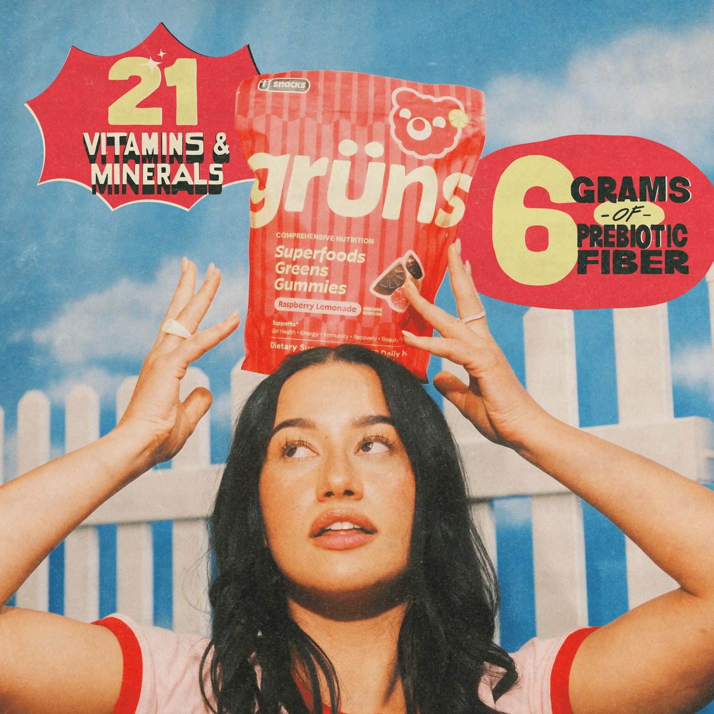 Grüns Raspberry Lemonade (Limited Edition) Superfood Gummies: Comprehensive Nutrition Supplement with 60+ Ingredients: Vitamins and Minerals, Prebiotics for Digestive Health, Adaptogens, Chlorophyll, Chlorella, Gluten Free, Vegan, Third Party Tested