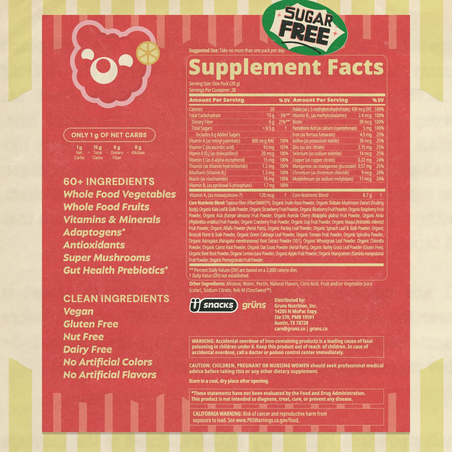 Grüns Raspberry Lemonade (Limited Edition) Superfood Gummies: Comprehensive Nutrition Supplement with 60+ Ingredients: Vitamins and Minerals, Prebiotics for Digestive Health, Adaptogens, Chlorophyll, Chlorella, Gluten Free, Vegan, Third Party Tested