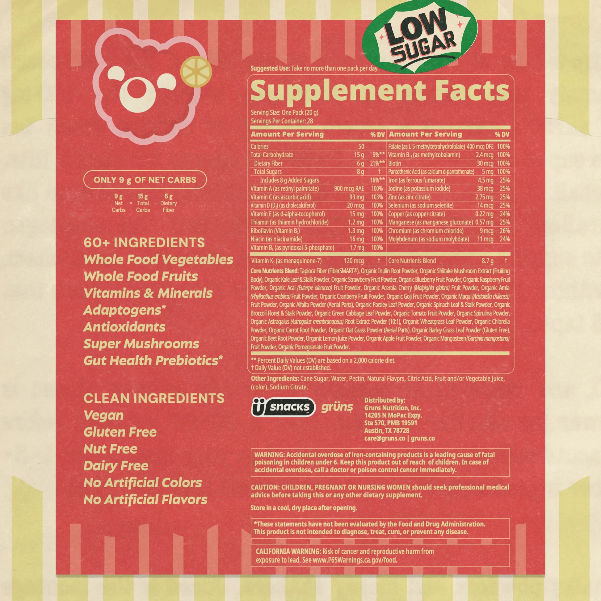 Grüns Raspberry Lemonade (Limited Edition) Superfood Gummies: Comprehensive Nutrition Supplement with 60+ Ingredients: Vitamins and Minerals, Prebiotics for Digestive Health, Adaptogens, Chlorophyll, Chlorella, Gluten Free, Vegan, Third Party Tested